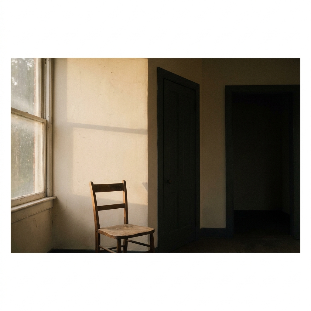 Moodboard: stiller Raum, weiches Seitenlicht, entsättigte warme Töne